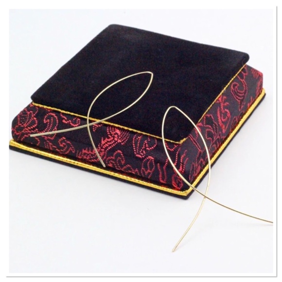 Gold Wire Fish Hook Earrings - Picture 2 of 2